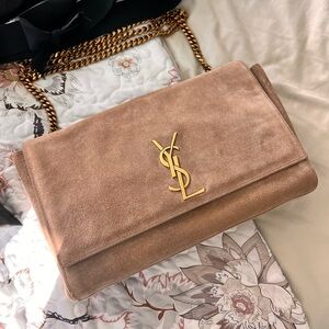 Yves Saint Laurent “Kate” reversible suede and leather shoulder bag. NWT